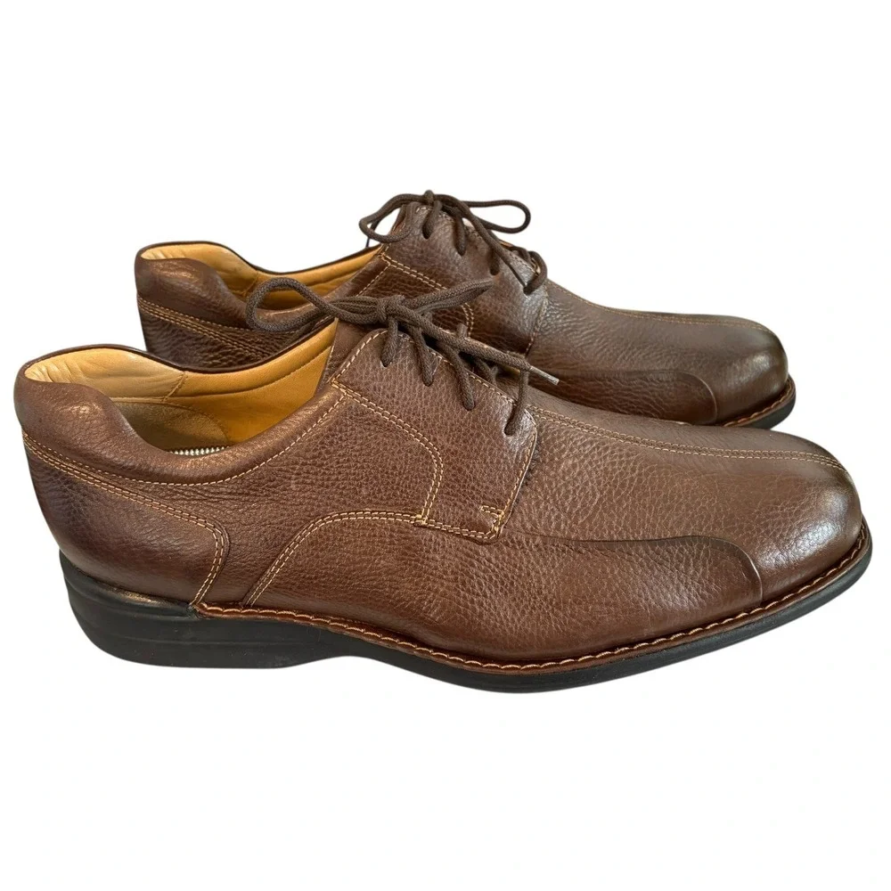 Johnston & Murphy Mens 13 M Brown Pebbled Leather Split Toe‎ Oxfords 20-7223